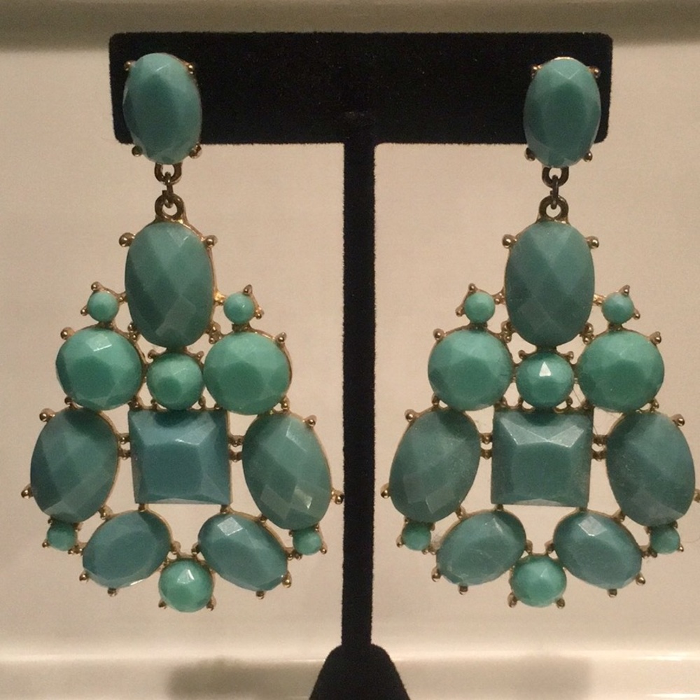 Teal Blue Chandelier Earrings